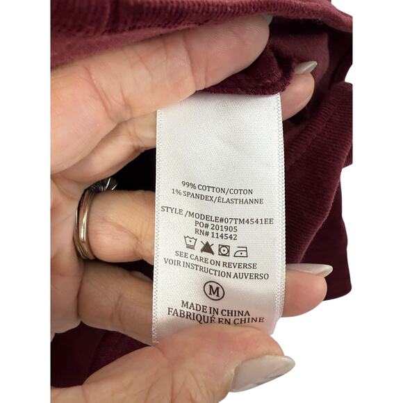 Evereve Corduroy Button Down Shirt Medium Burgundy Soft Fall Layer Shacket - Picture 6 of 8